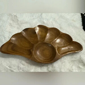 Vintage Monkey Pod Tree Hawaiian Wooden Serving Tray Platter Honolulu Unique MCM